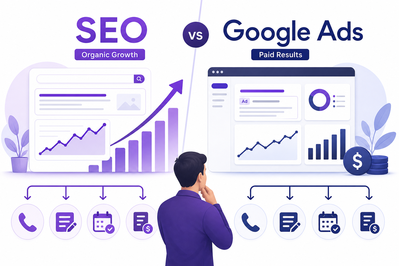 SEO versus Google Ads comparison for small business lead generation